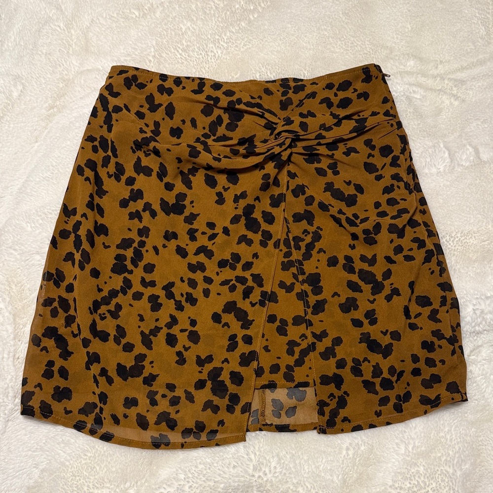 Leopard Print Brown Skirt